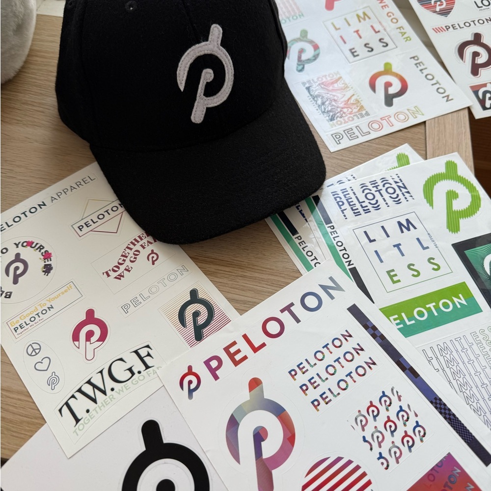 Peloton Black Logo Baseball Cap & Stickers
